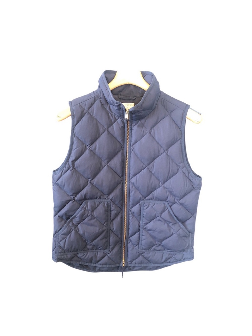 J. Crew Factory Navy Quilted Puffer Vest With Pockets Medium EUC